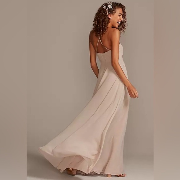 David’s Bridal Spaghetti Strap Full Skirt Petal Bridesmaids Dress Size 10 - Picture 10 of 10